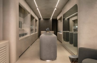 Guzema jewellery boutique interior coloured in a warm beige tone