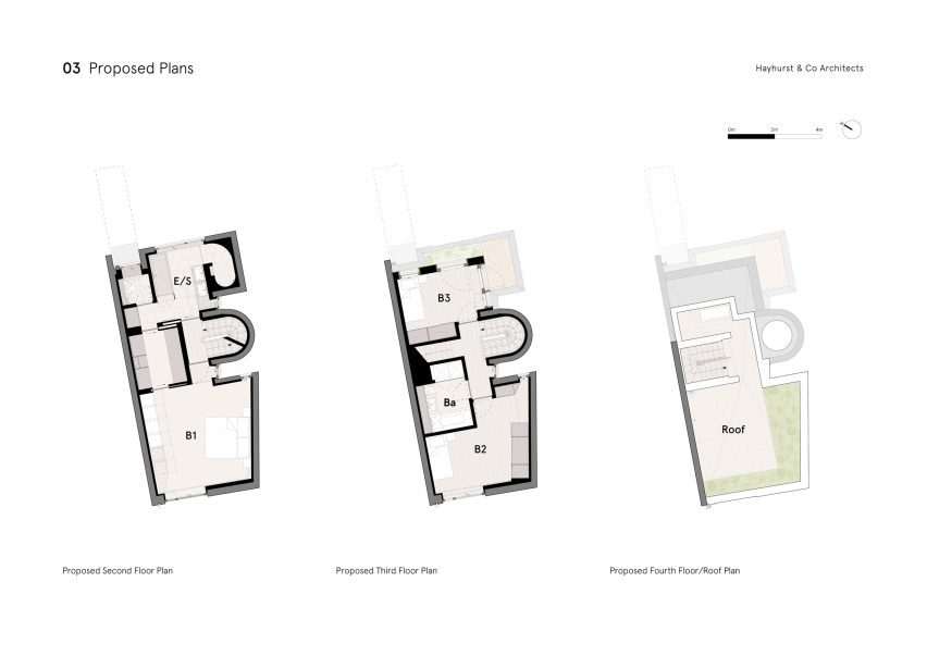 Hampstead Town House second, third and fourth floor plan by Hayhurst and Co