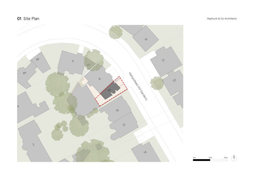 Hampstead Town House site plan by Hayhurst and Co