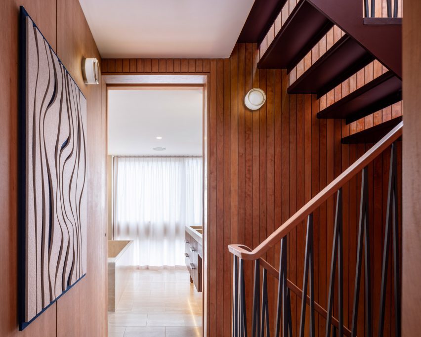 Staircase inside Hampstead Town House by Hayhurst and Co