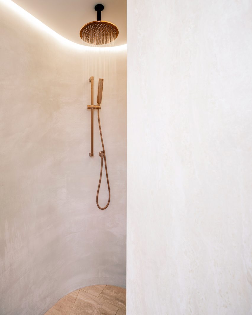 Shower detail inside Hampstead Town House by Hayhurst and Co