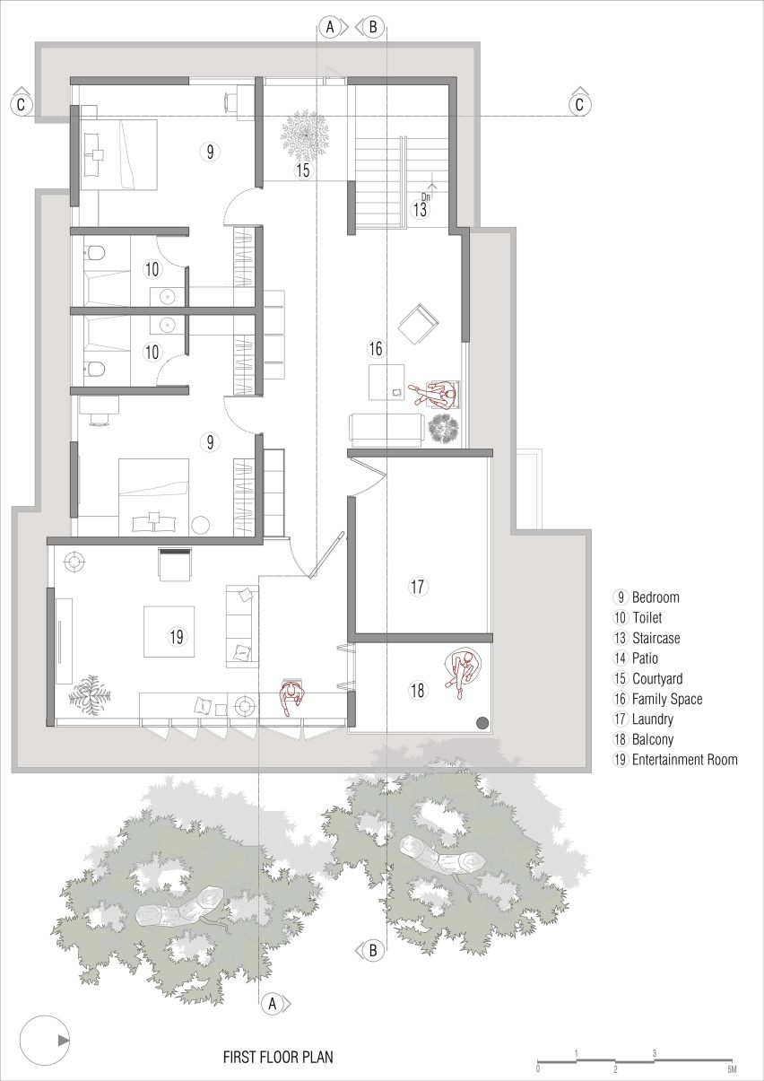 Plan of House Beyond the Mango Trees by InLe Architects