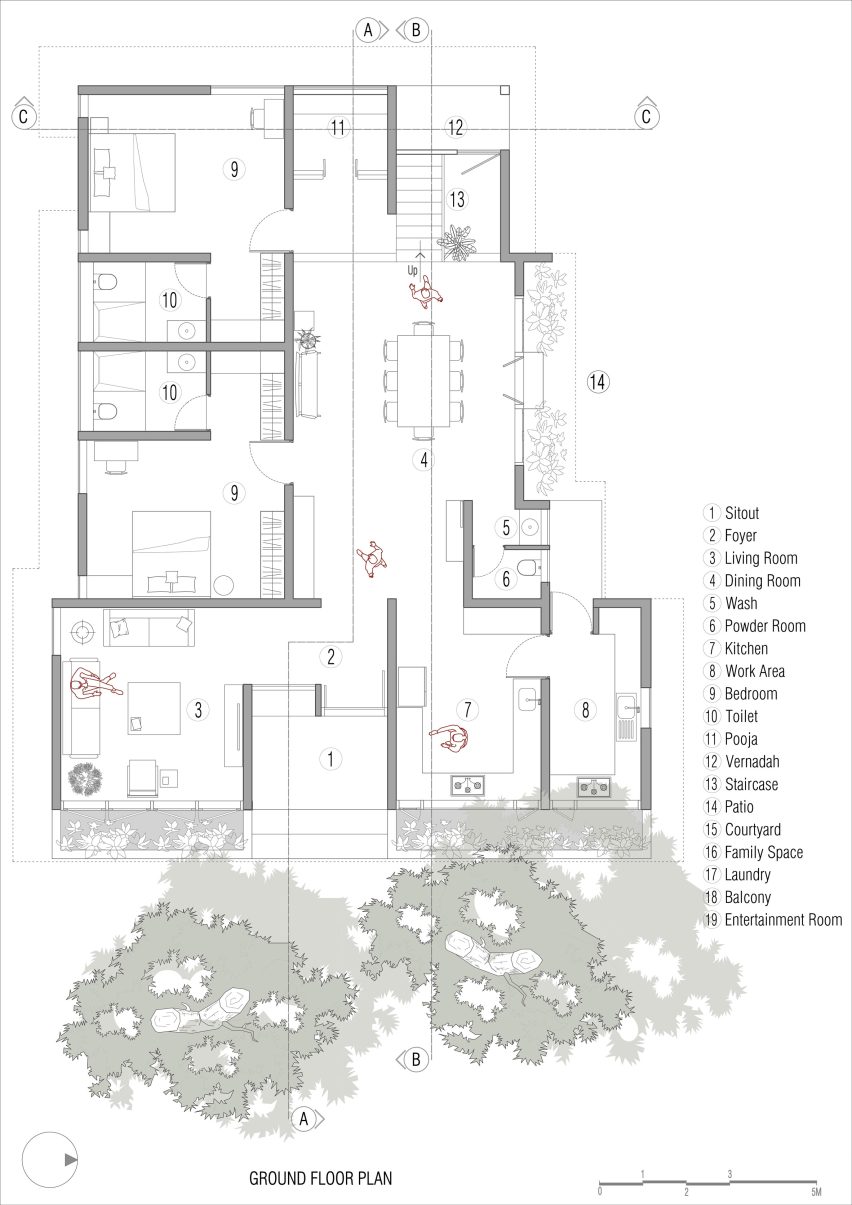 Plan of House Beyond the Mango Trees by InLe Architects