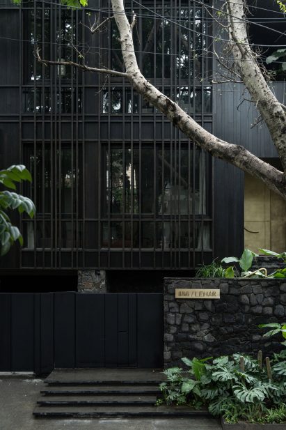 Slatted facade