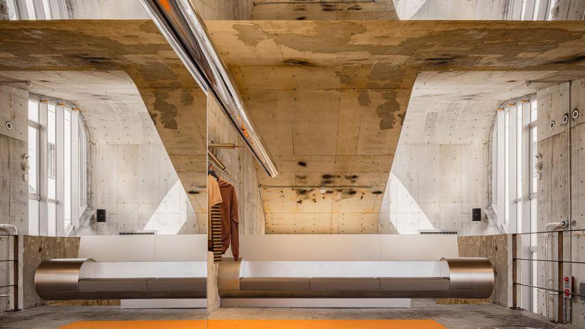 Interior of concrete Tokyo store