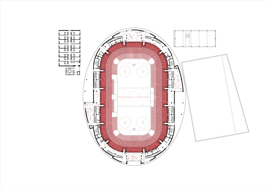 Third floor plan of Jihlava Municipal Arena by Chybik + Kristof