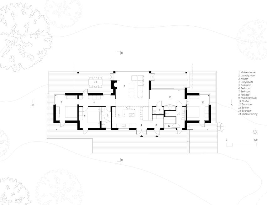 Plan of Pine House by Johan Sundberg Arkitektur