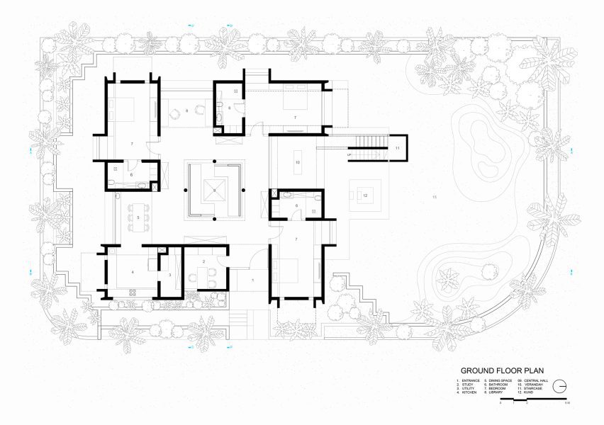 Ground floor plan of Monastic Field in India by Roomoor