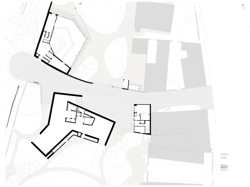 Ground floor site plan of Fondation Beyeler expansion by Peter Zumthor
