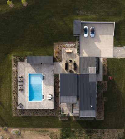 Aerial of RHAD Architects Two Bay house