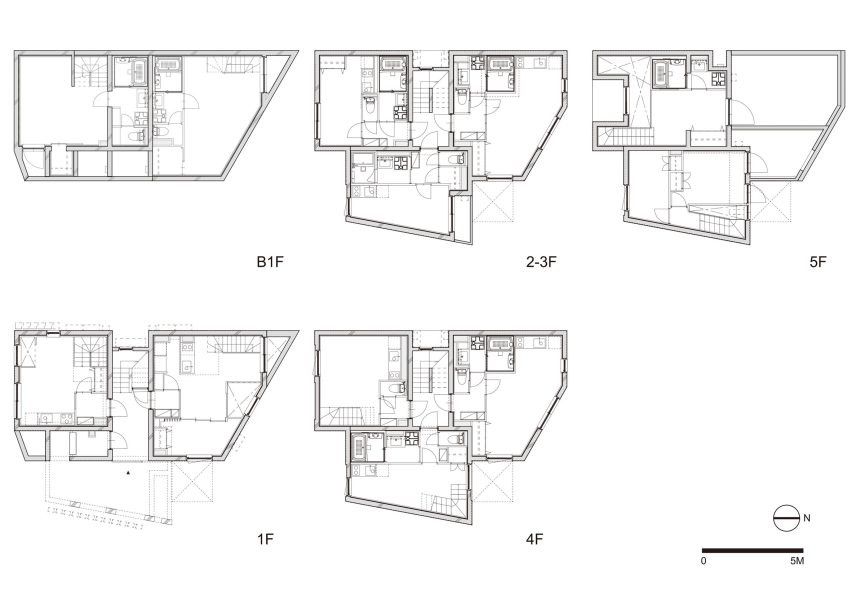 Plan of Shin Nakano Trapezoidal by Ryuichi Sasaki Architecture