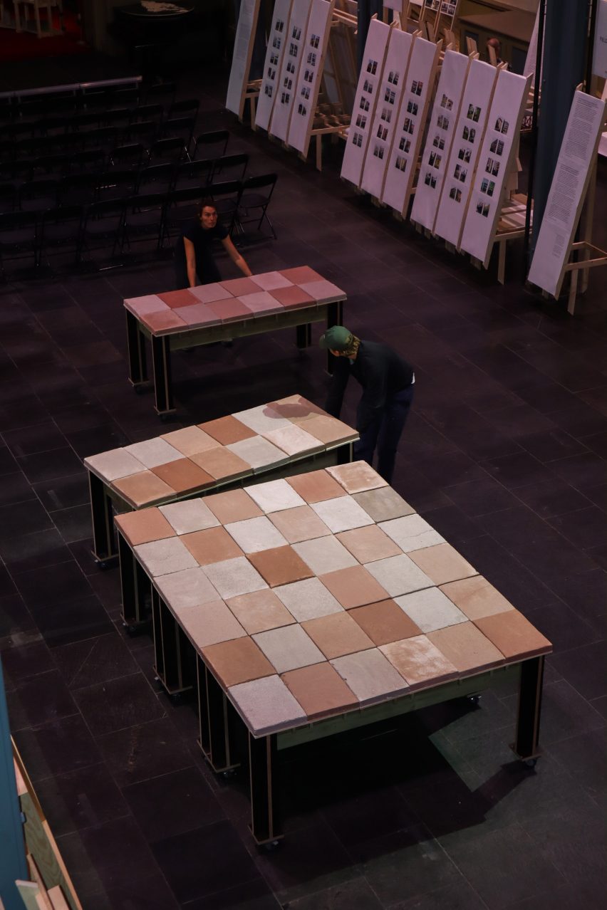 Clay table at Oslo Architecture Triennale by Studio Dreist