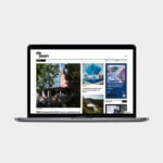Dezeen website homepage on laptop