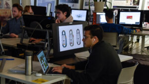 Photo of students at computers
