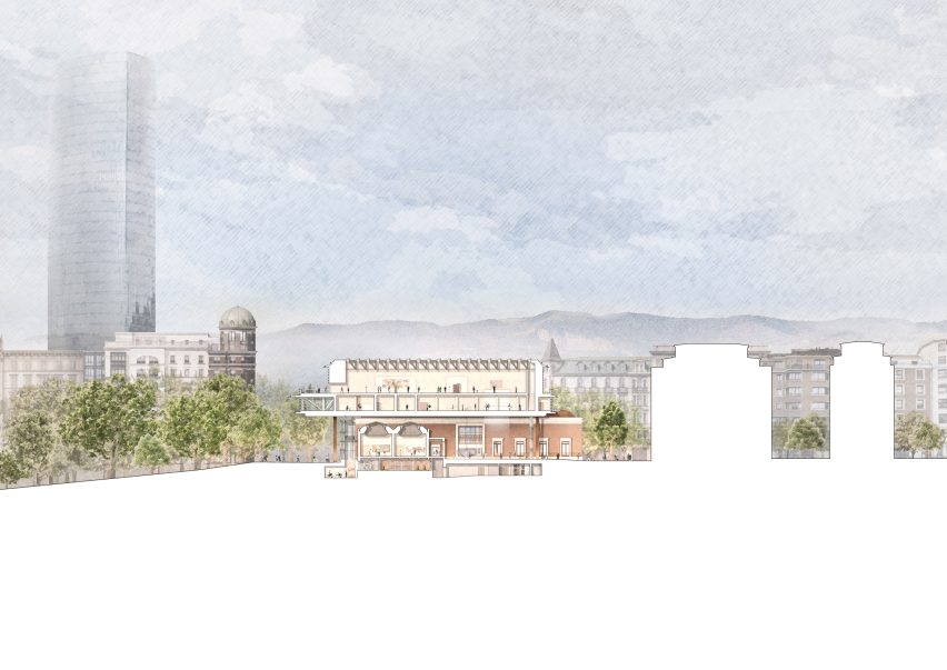 Section of the Bilbao Fine Arts Museum extension by Foster + Partners