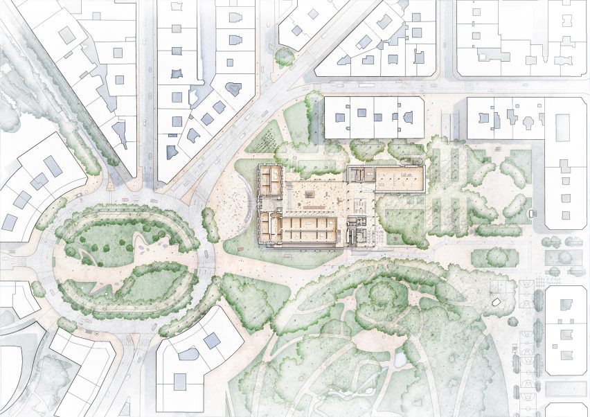 Ground floor plan of the Bilbao Fine Arts Museum extension by Foster + Partners