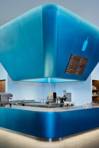 Large blue coffee counter