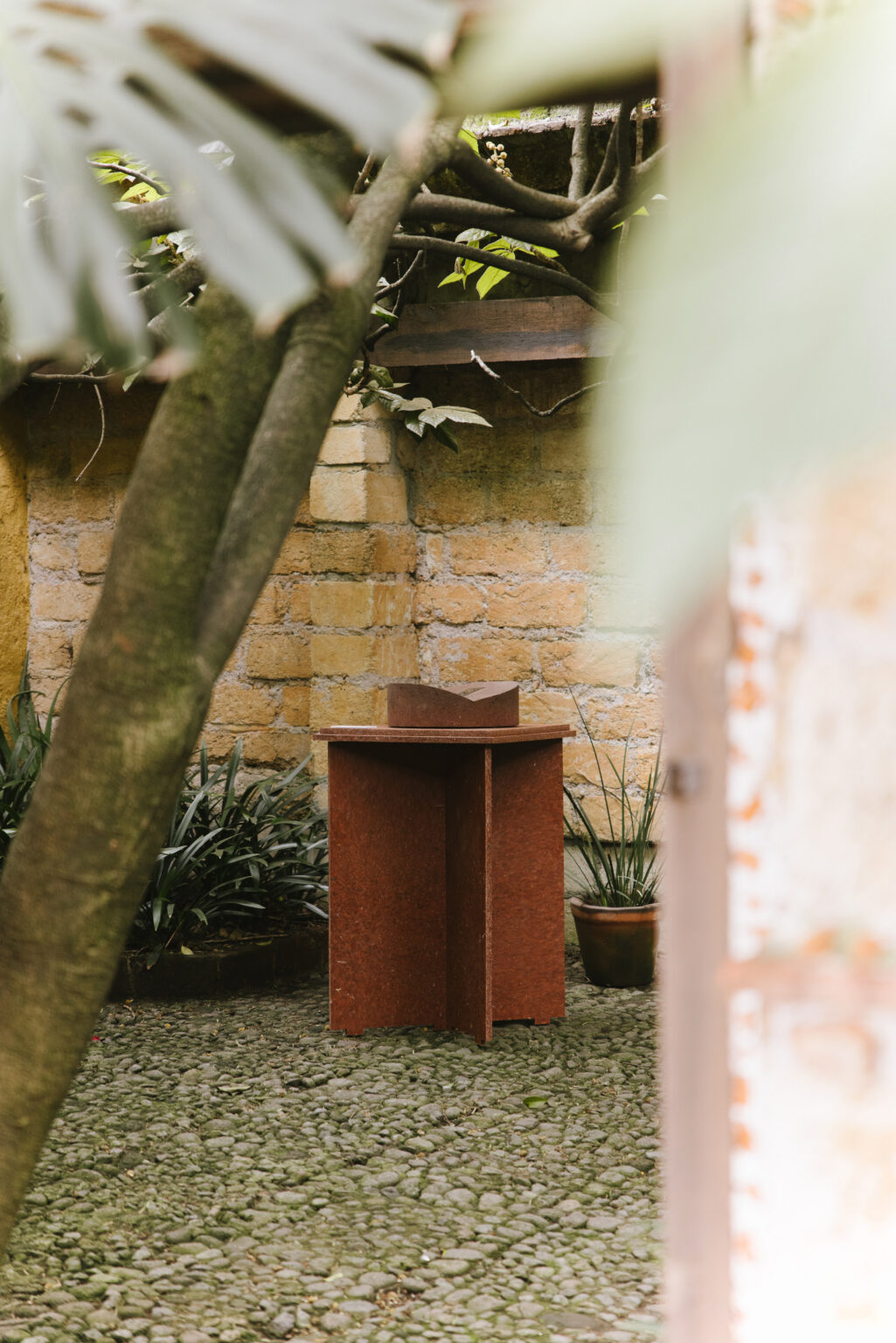 Recycled-plastic plinths hold furniture at 