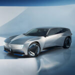 Silver Opel STX electric estate concept with a low roofline and sculptural wheels