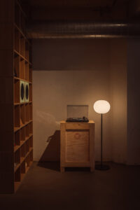Furniture and shelving in ECHO listening bar in Rotterdam
