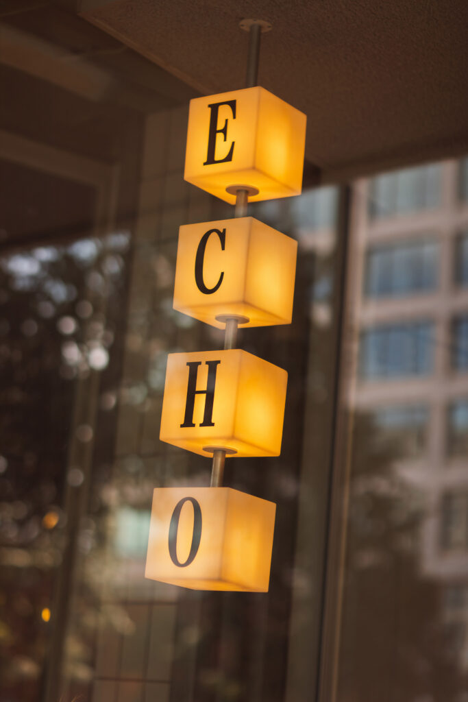 Sign for ECHO listening bar in Rotterdam
