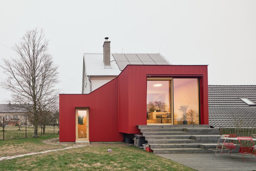 House with a Red Addition by Facha Architekti