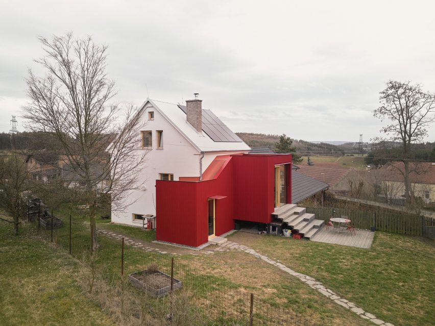 House with a Red Addition by Facha Architekti