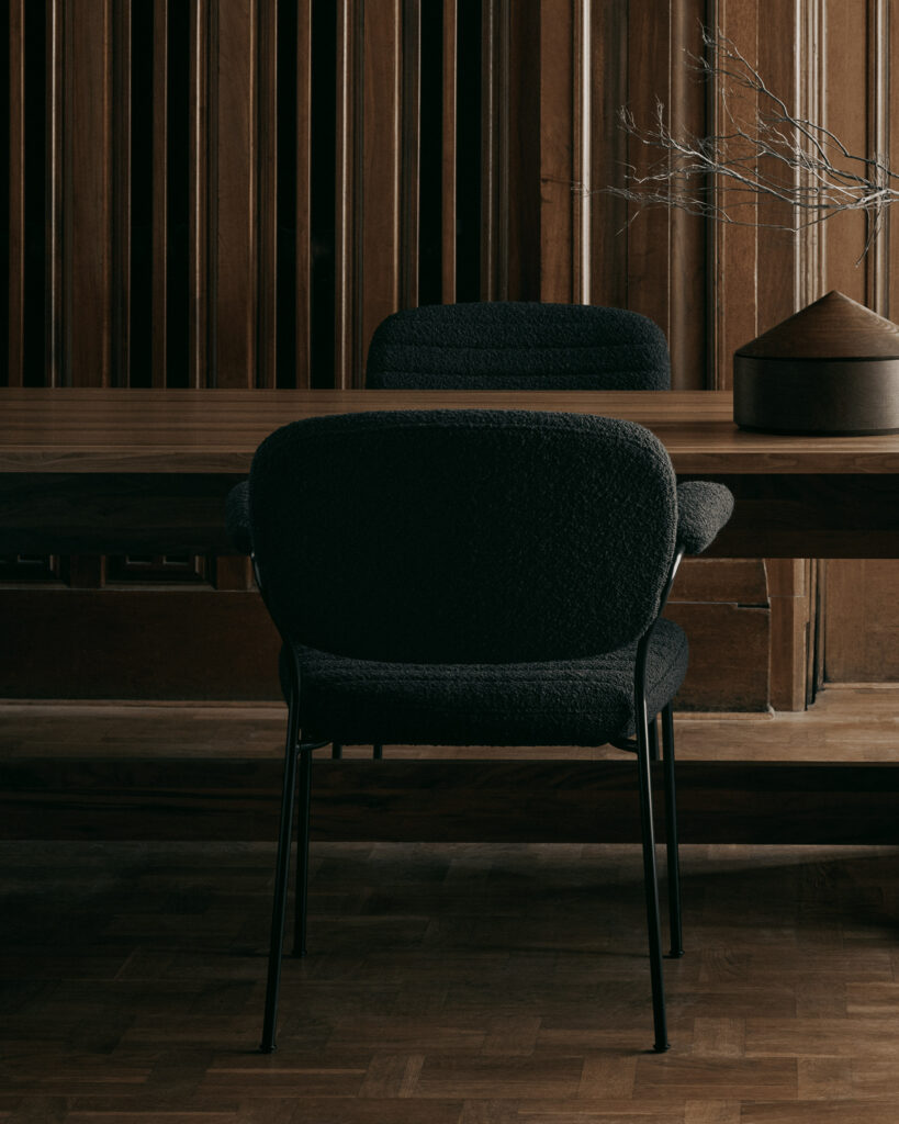 Chair in dark dining space