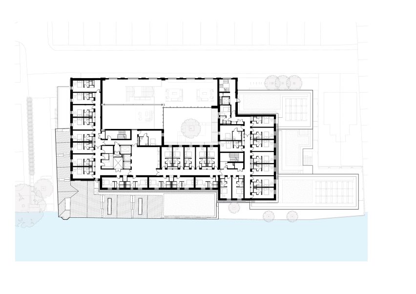 Second floor plan of the Global Leadership Centre at University of Oxford's Saïd Business School by John McAslan + Partners