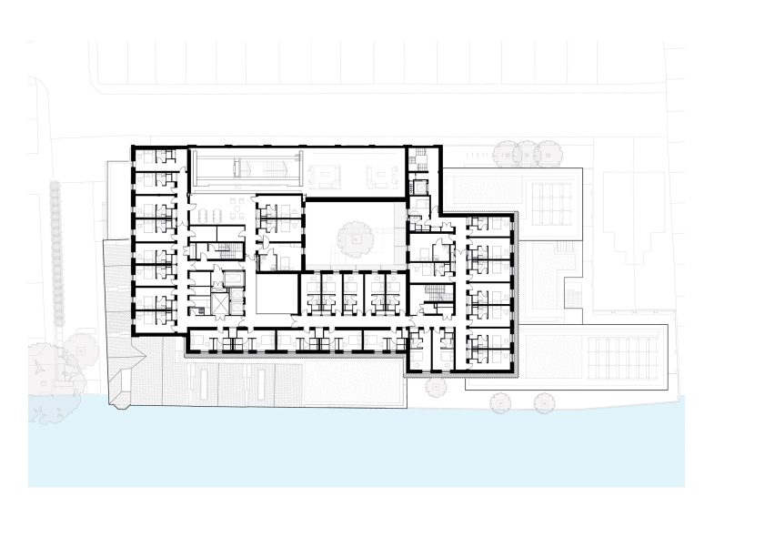 Fourth floor plan of the Global Leadership Centre at University of Oxford's Saïd Business School by John McAslan + Partners