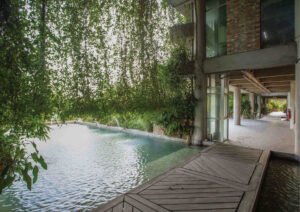 Water feature at Green Field Factory in Bangladesh by Nakshabid Architects