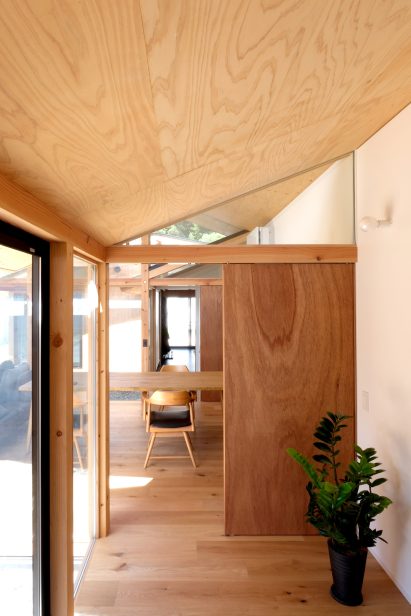 Plywood and timber interior of a home in Japan