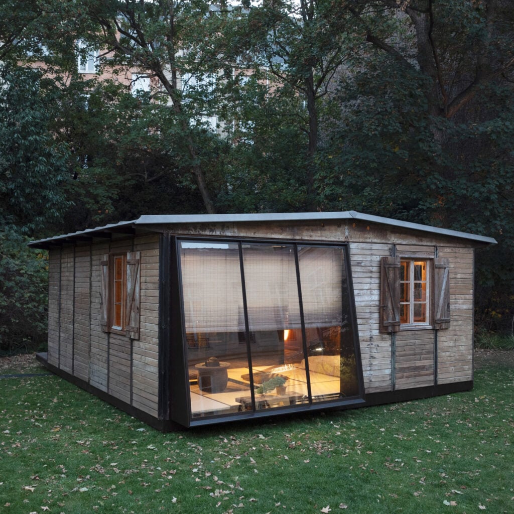 Galerie Patrick Seguin shows demountable Jean Prouvé house with Japanese tea room interior at Design Miami.Paris