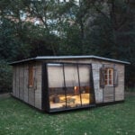 Wooden house in garden