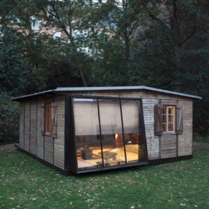 Wooden house in garden