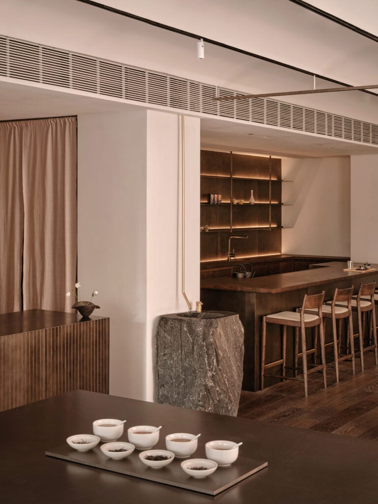Teashop with wooden counter