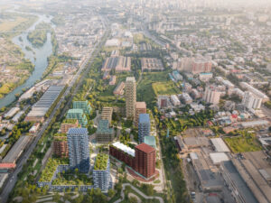 Render of Loco Park development in Tbilisi by Stefano Boeri Architetti