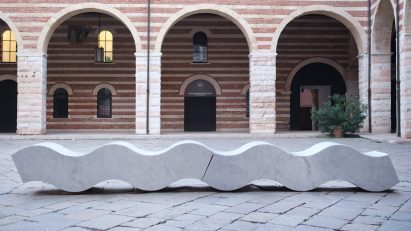 Natural stone bench for Marmomac and the city in Verona