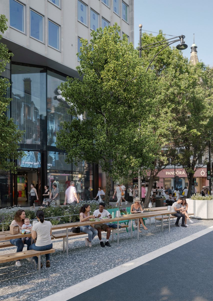 Render of Oxford Street pedestrianised by East