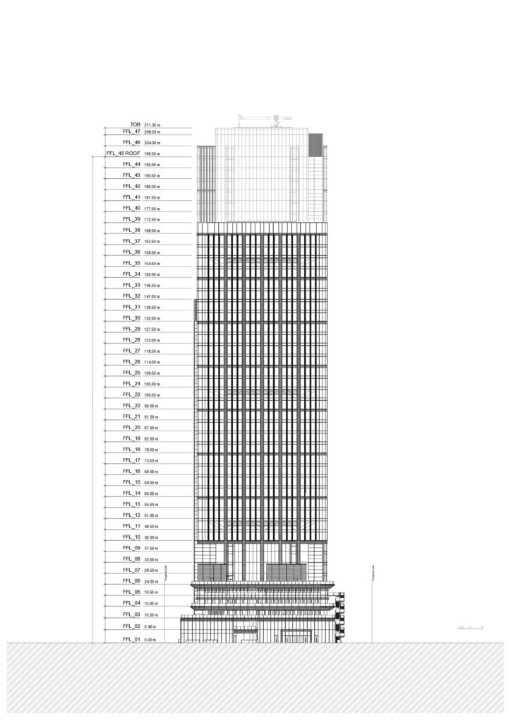 East elevation of Hetao Alpha by RSHP