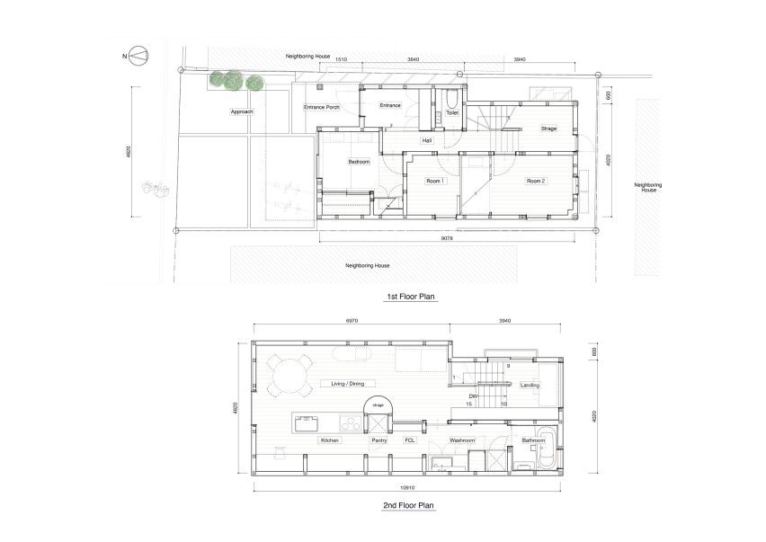 Floor plans of Sugi House in Kyoto by Ujizono Architects