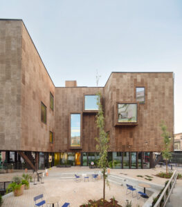 Cork facade at Terreno Barrio Hotel in Palma by OHLAB