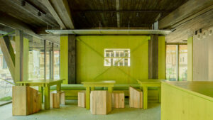 OHLAB experiments with colour-blocking and cork in old and new buildings of Terreno Barrio Hotel in Mallorca