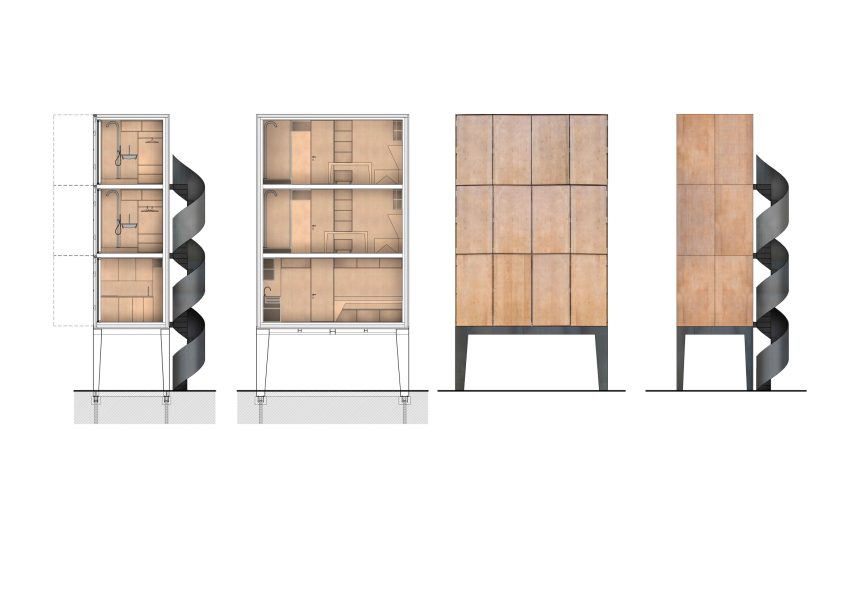 Sections of Wardrobe House by Šépka Architekti