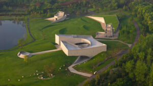Büro Ziyu Zhuang designs Chinese museum cluster to “blend seamlessly” into meadow